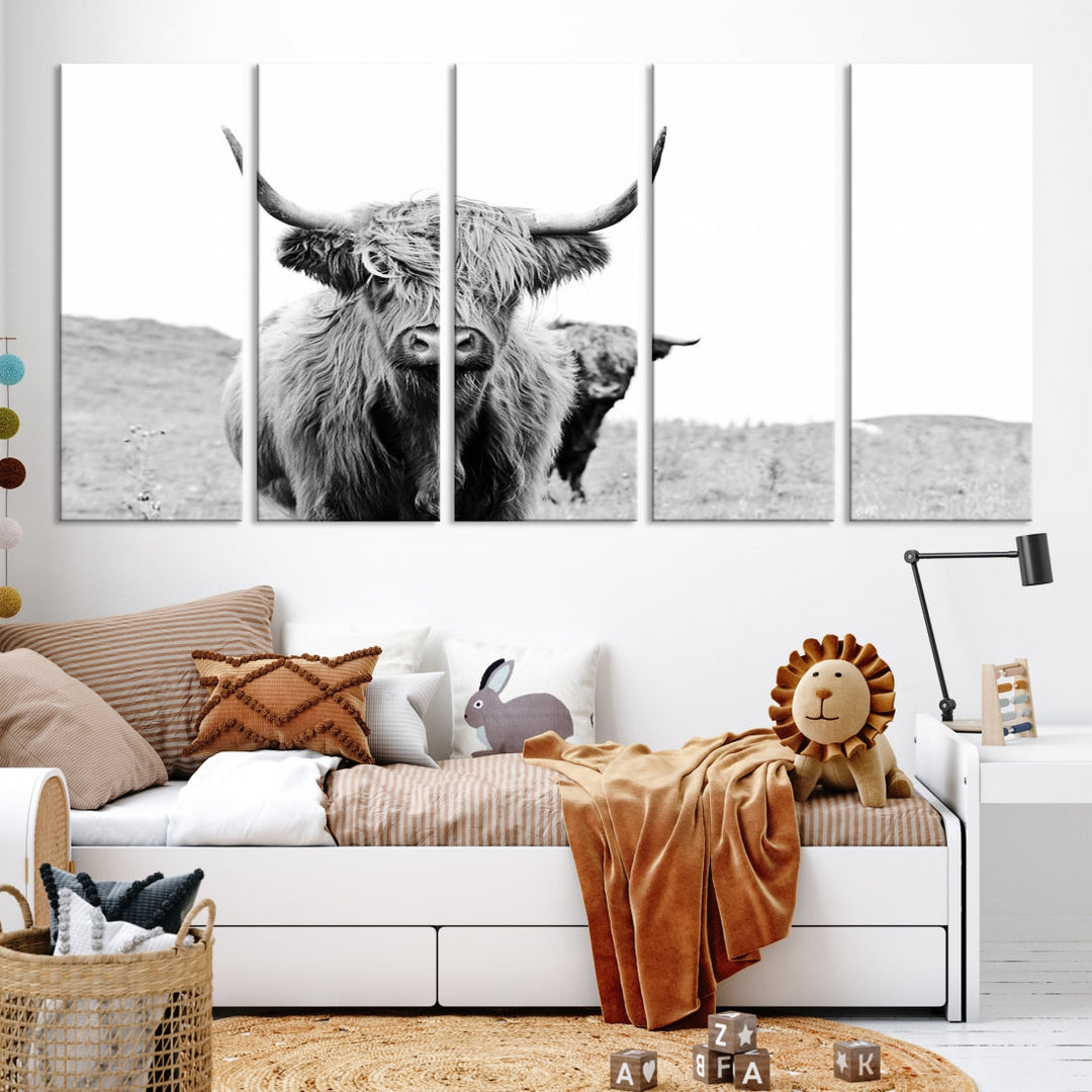 Magnifique art mural sur toile de vache des Highlands