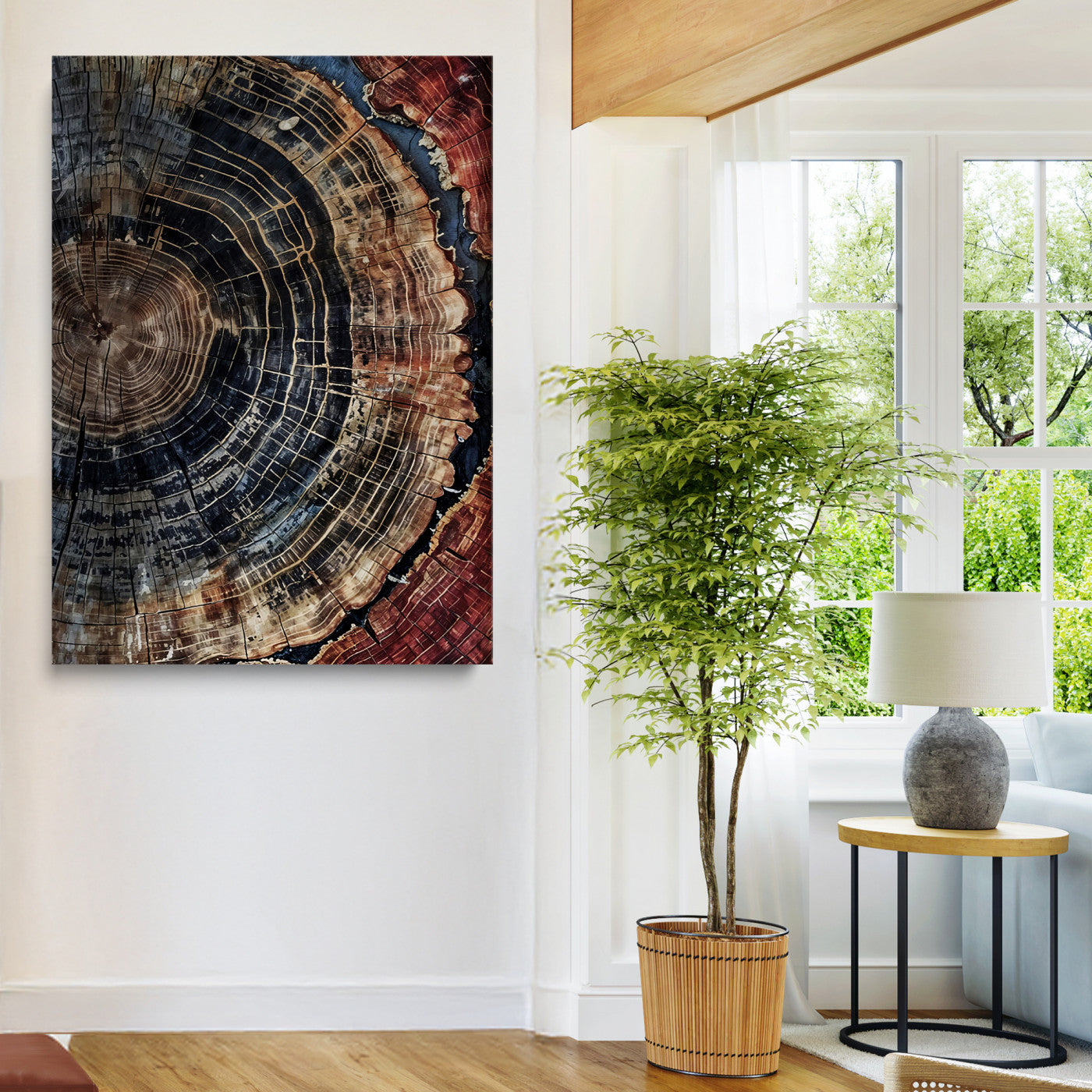 Framed Tree Rings Picture Print, Framed Wood Grain Art Picture Print, Rustic Texture Perfect Rustic Nature Decor, Framed Tree Rings Print