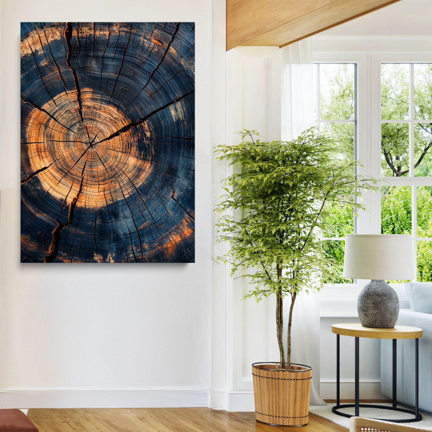 Tree Rings Wall Art Canvas Print, Framed Rustic Texture Art Picture Print, Wood Grain Perfect Rustic Industrial Decor, Wood Canvas Print,