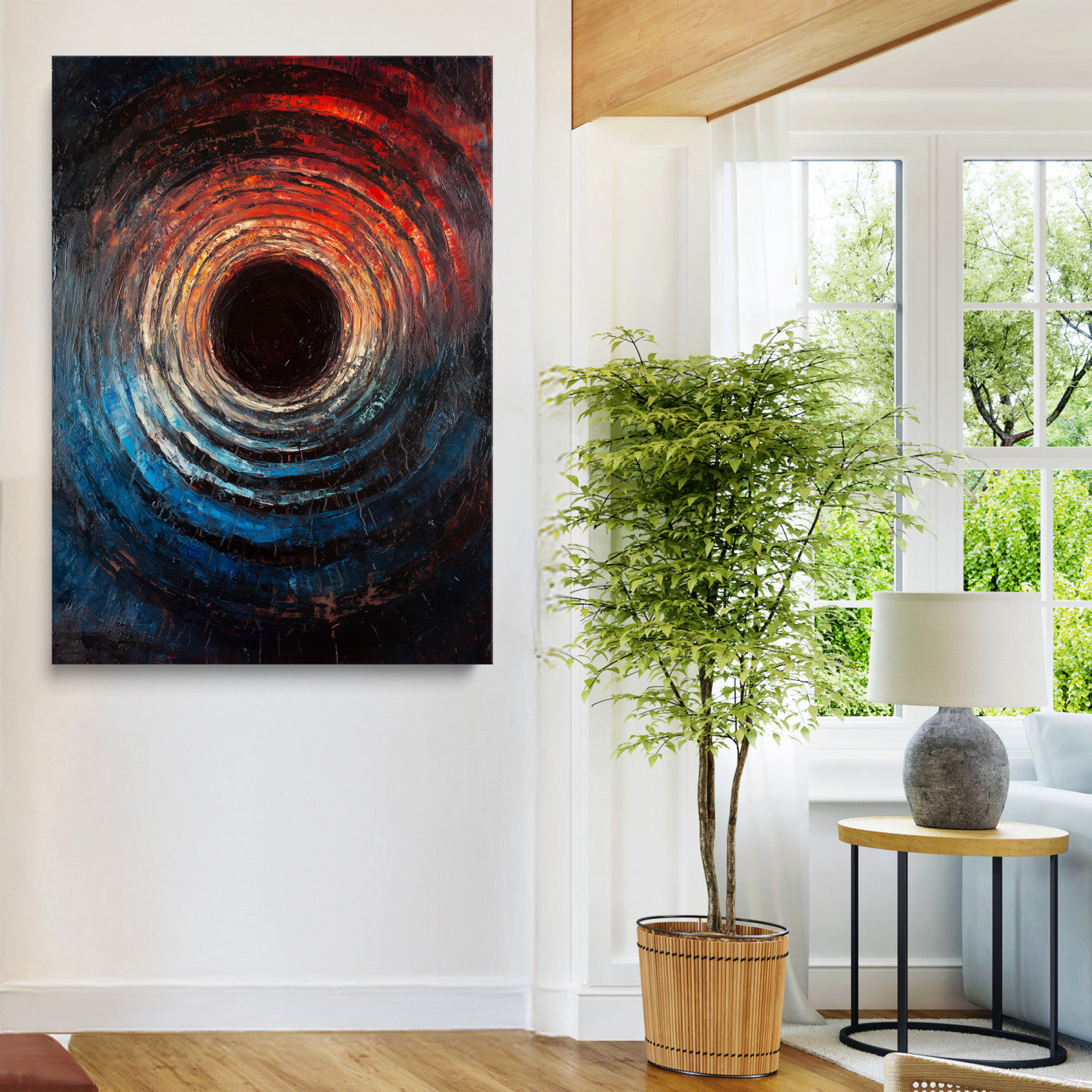 Wood Vortex Wall Art Canvas Print, Framed Abstract Swirl Art Picture Print, Wood Tree Texture Perfect Modern Decor, Framed Wood Vortex, Wood