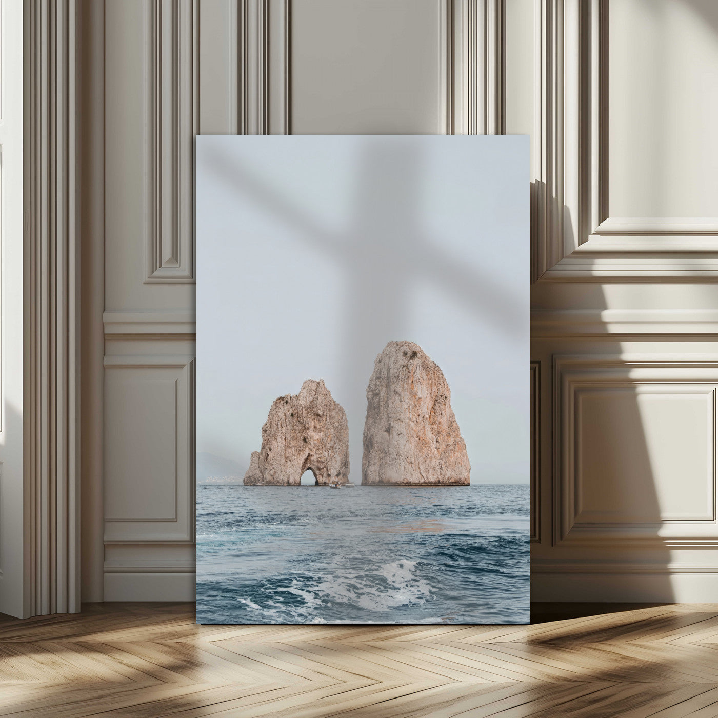 MGV-CV-24X36 - Faraglioni Capri Wall Art Canvas Print, Framed Serene Ocean Art Picture Print, Mediterranean Coastal View Perfect Mediterranean Minimalist Decor Artwork