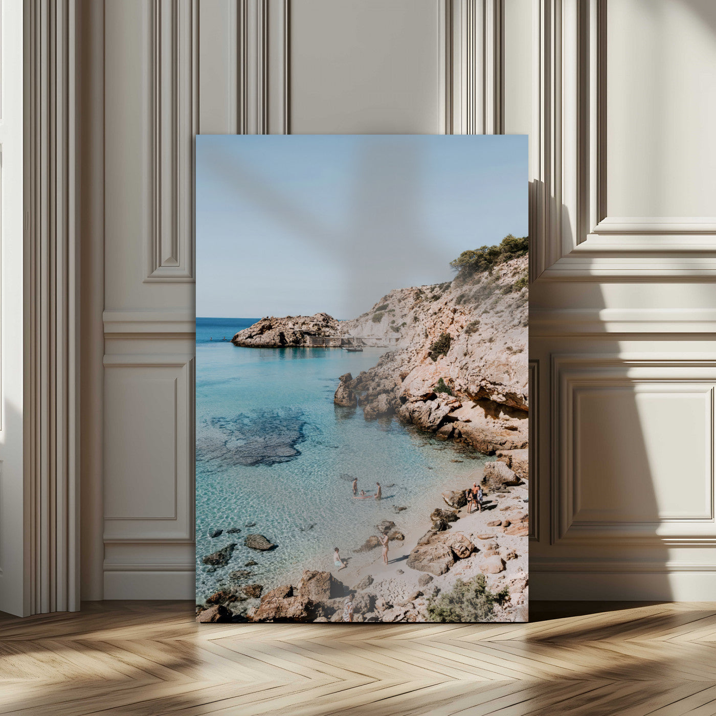 MGV-CV-24X36 - Turquoise Cove Wall Art Canvas Print, Framed Ibiza Beach Art Picture Print, Mediterranean Shore Perfect Boho Coastal Decor Artwork