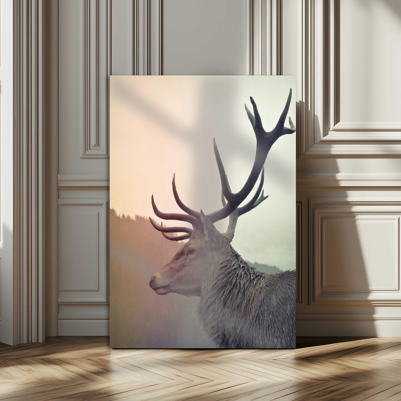 MGV-CV-24X36 - Deer Canvas Print Wall Art Canvas Print, Framed Woodland Animal Decor Art Picture Print, Rustic Lodge Wall Art Perfect Rustic Lodge Decor Artwork