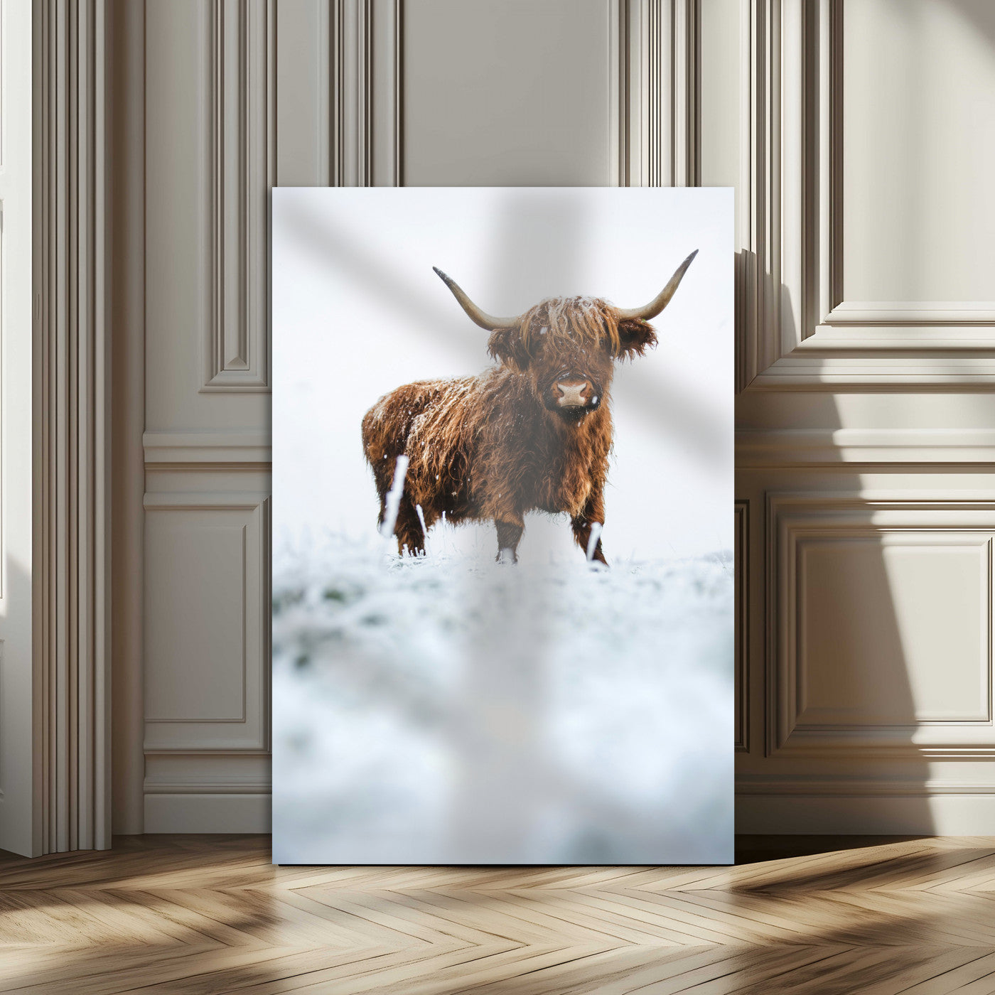 MGV-CV-24X36 - Highland Cow Wall Art Canvas Print, Framed Horned Cow Art Picture Print, Scottish Cattle Perfect Farmhouse Decor Artwork