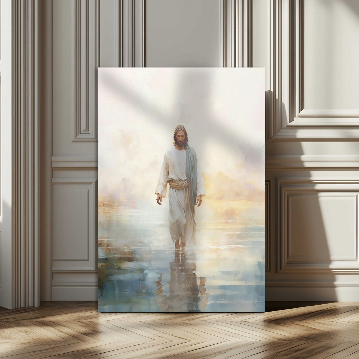 MGV-CV-24X36 - Jesus Walking on Water Wall Art Canvas Print, Christian Wall Art Print, God Jesus Print
