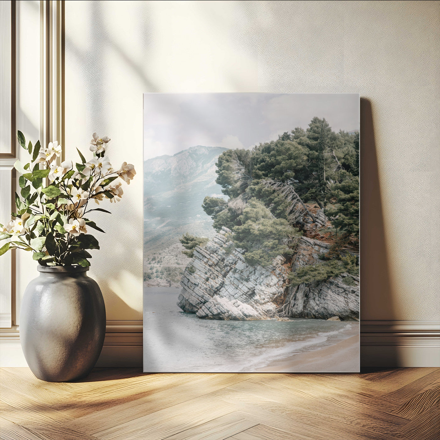MGV-CV-24X36 - Beach Trees Wall Art Canvas Print, Framed Earthy Beachside Art Picture Print, Beachside Nature Perfect Rustic Coastal Decor Artwork