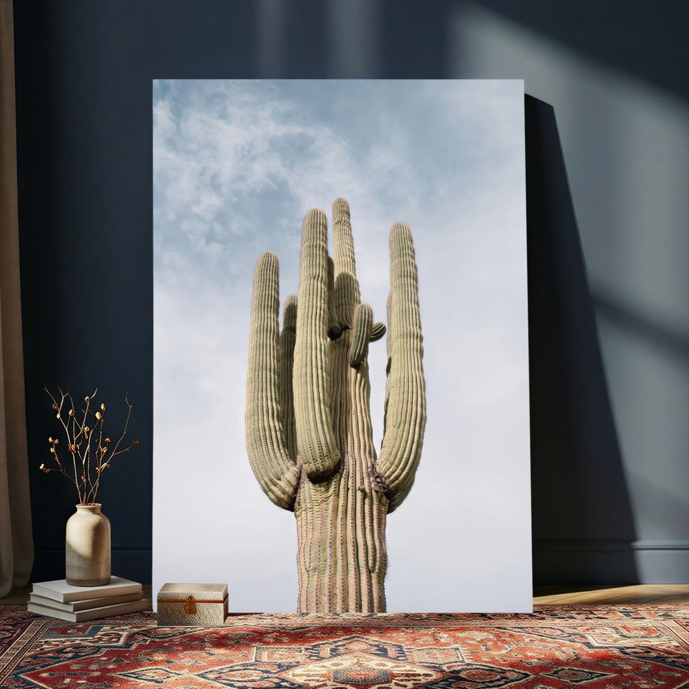 44868276-MGV-CV-24X36 - Desert Cactus Wall Art – Tall Spines Canvas Print, Arid Landscape & Blue Sky for Living Room or Southwest Outdoor Decor