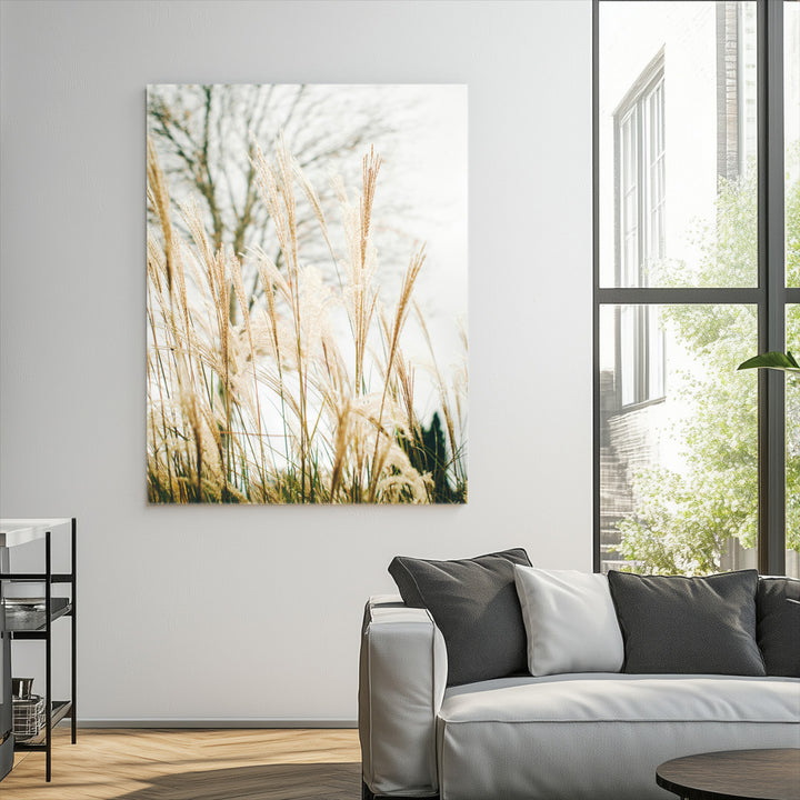 Pampas Grass Wall Art Canvas Print, Framed Neutral Tones Art Picture Print, Minimalist Nature Perfect Boho Minimalist Decor Artwork