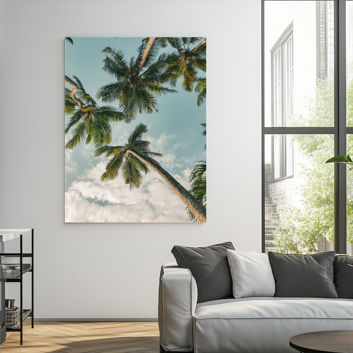 Tropical Palm Trees Wall Art Canvas Print, Framed Coastal Nature Art Picture Print, Relaxing Summer Vibes Perfect Boho Coastal Decor Artwork