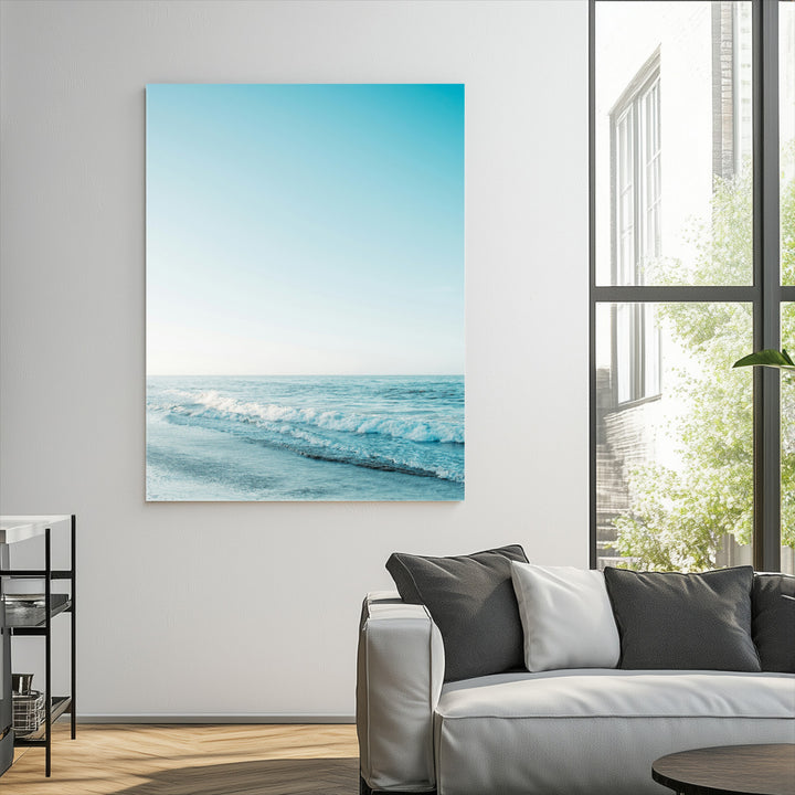 Minimalist Ocean Wall Art Canvas Print, Framed Calm Seascape Art Picture Print, Soft Blue Tones Perfect Coastal Minimalist Decor Artwork