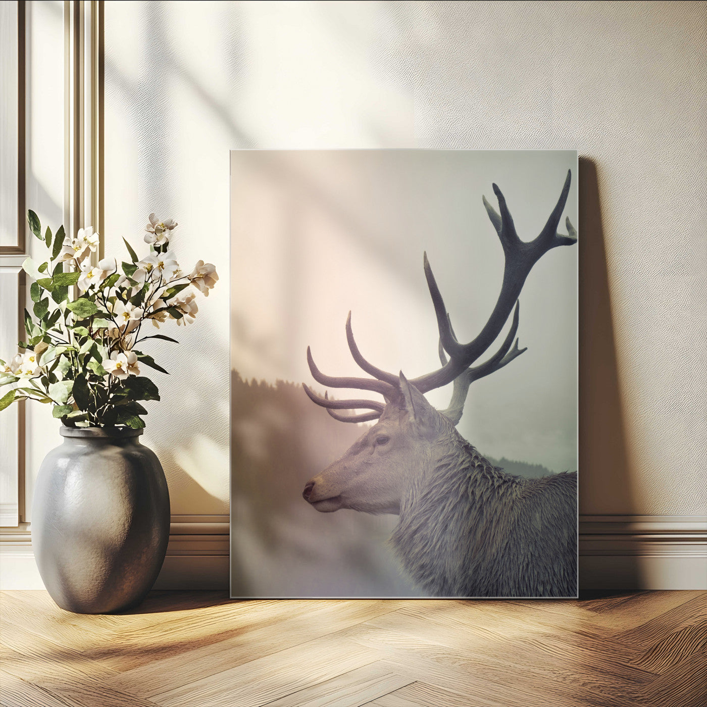MGV-CV-24X36 - Deer Canvas Print Wall Art Canvas Print, Framed Woodland Animal Decor Art Picture Print, Rustic Lodge Wall Art Perfect Rustic Lodge Decor Artwork
