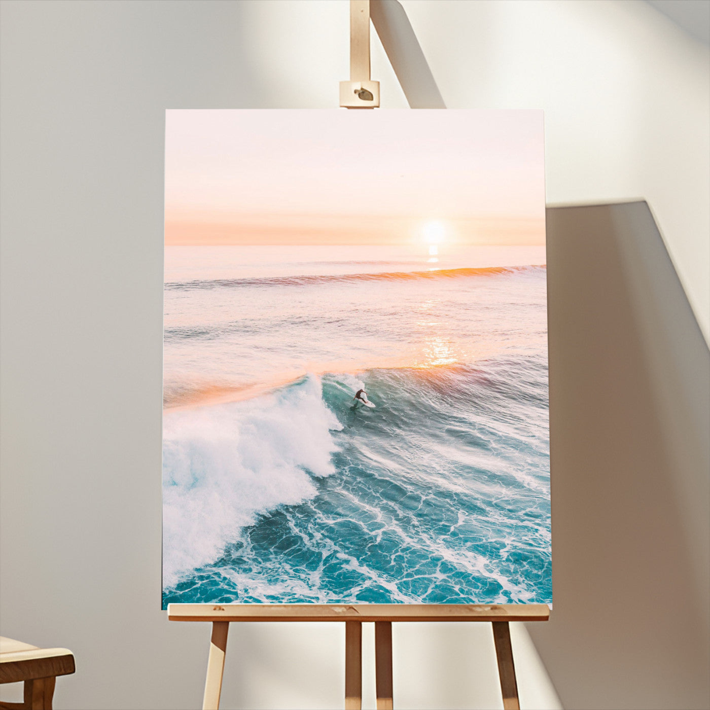 Pastel Ocean Wall Art Canvas Print for Home Decor, Framed Nautical Art Canvas Print