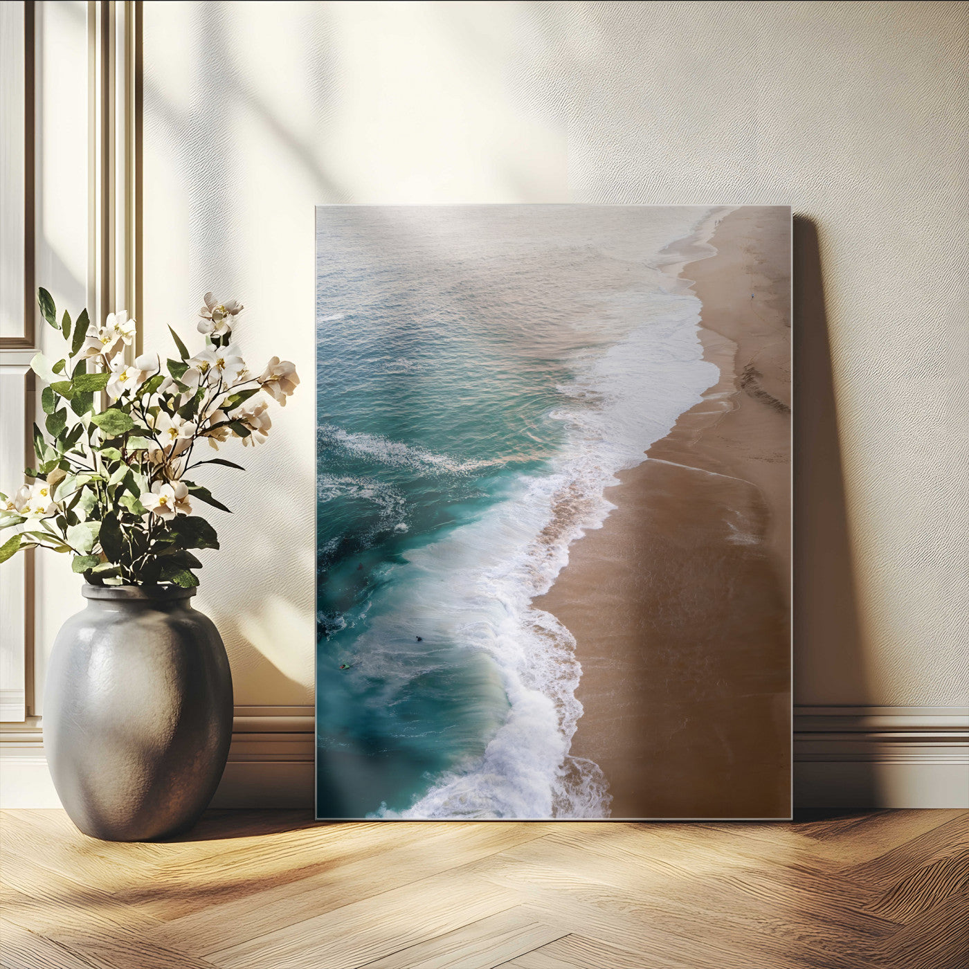 MGV-CV-24X36 - Serene Ocean Waves Beach Wall Art – Coastal Nature Canvas Print, Wrapped Canvas for Relaxing Decor in Living Room, Bedroom, Office
