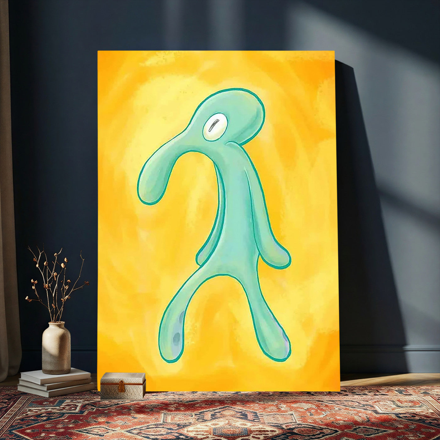 16453603-MGV-CV-24X36 - Squidward Tentacles Wall Art Canvas Print – Bold and Brash Style Artwork Print for Living Room, Office, and Creative Decor