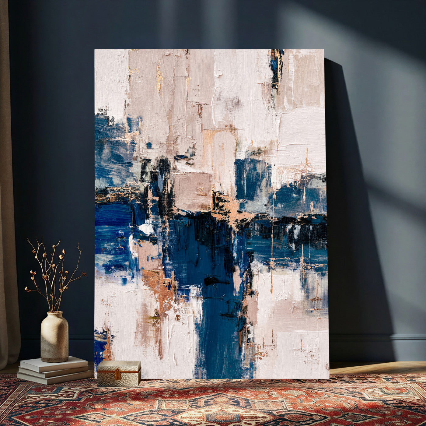 33344787-MGV-CV-24X36 - Abstract Navy Blue Wall Art Canvas Print