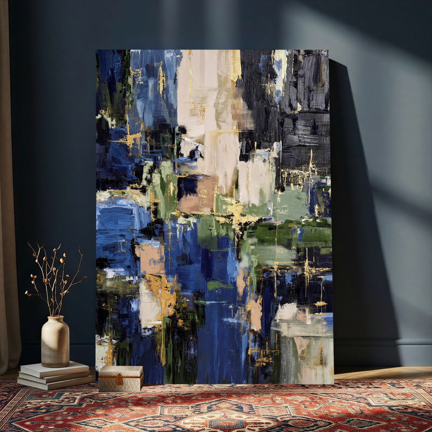 69517274-MGV-CV-24X36 - Abstract Dark Blue Wall Art Canvas Print