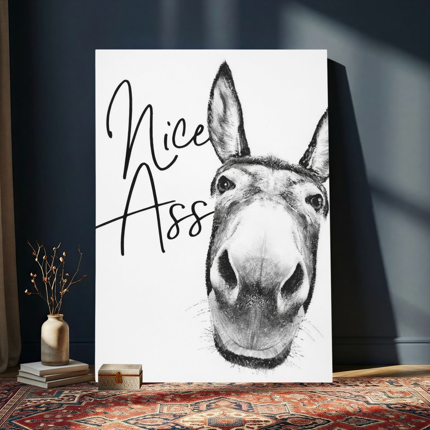 56057354-MGV-CV-24X36 - Nice Ass Funny Canvas Wall Art for Bathroom Wall Decor Cute Danke Humor Decor, Quirky Farmhouse Bathroom Art, Cow Lover Gift