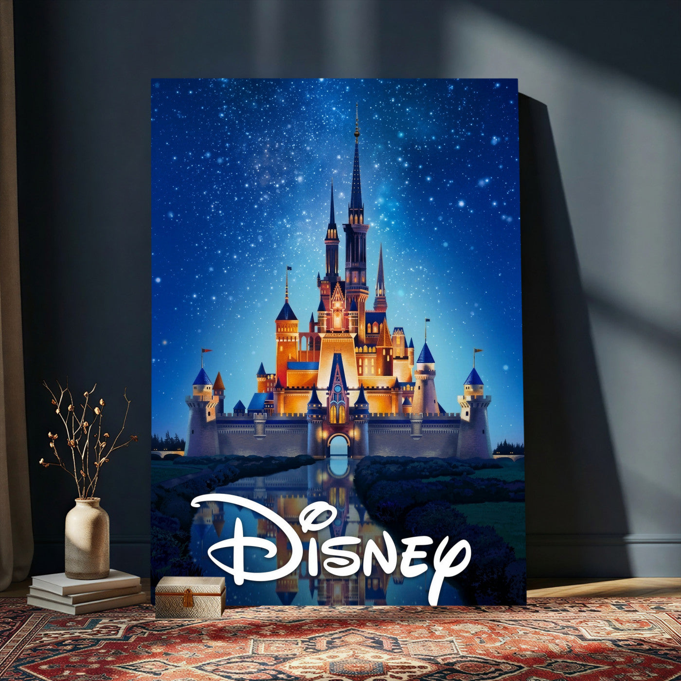 79435DS-MGV-CV-24X36 - Disney Castle Wall Art – Framed Magic Kingdom Canvas Artwork, Fairytale Design, Kids Room Fantasy Decor for Home, Office