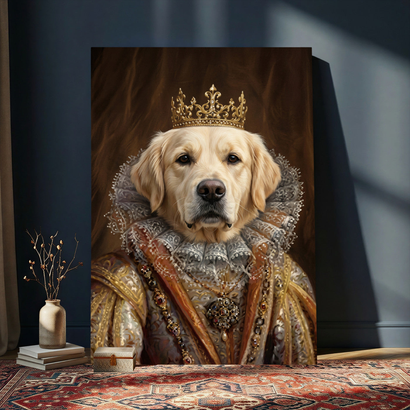 38460512L2-MGV-CV-24X36 - Custom Royal Pet Portrait Canvas, Your Dog or Cat as Queen King Aristocrat, Personalized Regal Animal Art