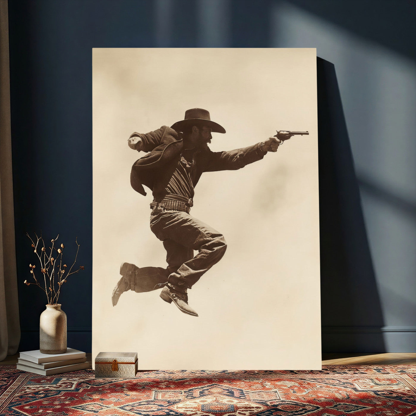 94461975G-MGV-CV-24X36 - Vintage Cowboy Wall Art Canvas Print, Western Gunfighter Decor