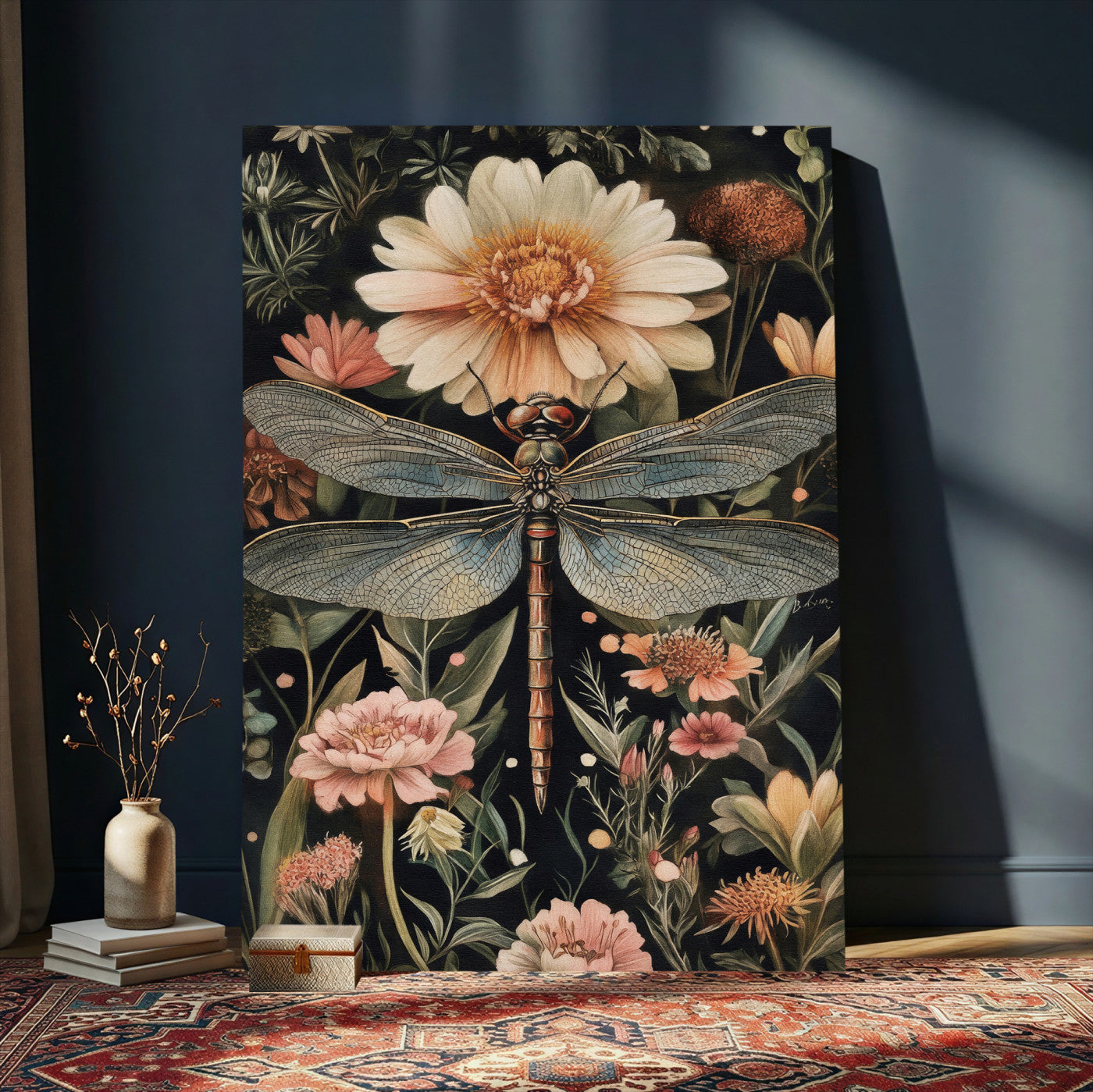 42409493-MGV-CV-24X36 - William Morris Style Prints Canvas Wall Art Lnner Framed, Vintage Bee Botanical Floral Wall Art Decor Pictures for Livingroom, Animals Pictures Decor Artwork