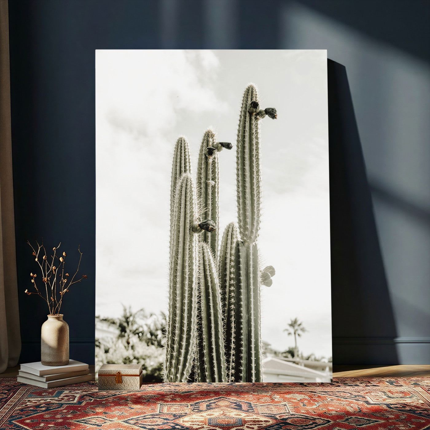 79942620-MGV-CV-24X36 - Tall Saguaro Cactus in Desert Sun Wall Art Canvas Print - Minimalist Boho Botanical Decor