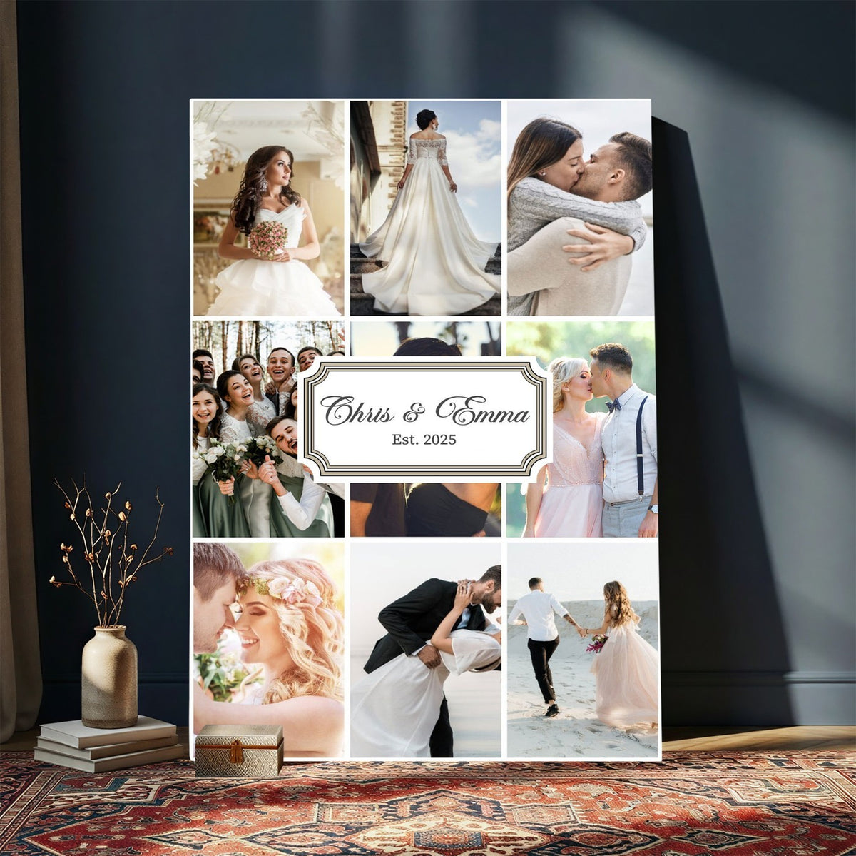 Personalized Wedding Photo Collage Canvas Print, Custom Couple Gift