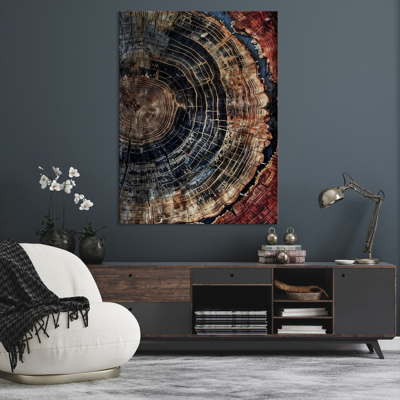 Framed Tree Rings Picture Print, Framed Wood Grain Art Picture Print, Rustic Texture Perfect Rustic Nature Decor, Framed Tree Rings Print