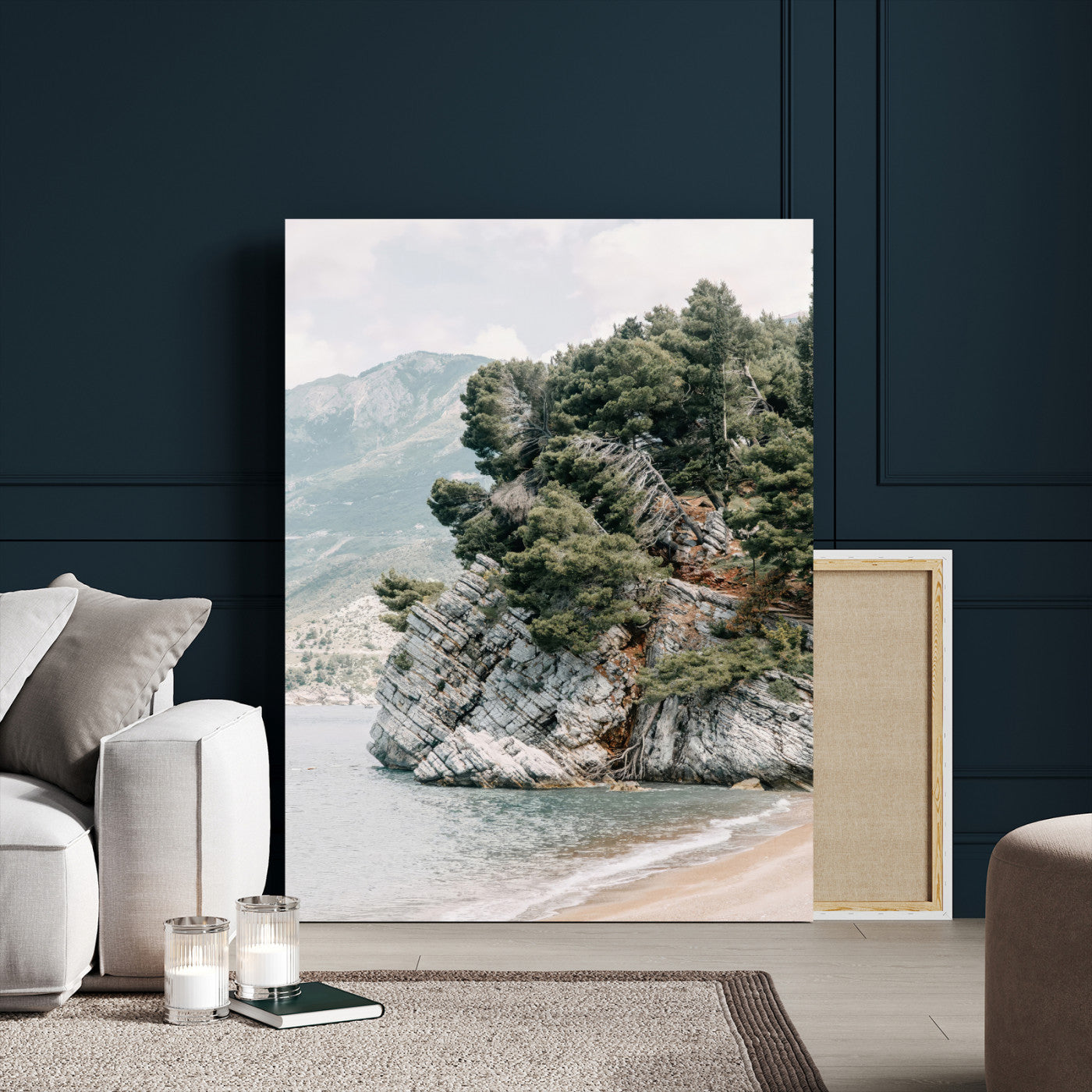 MGV-CV-24X36 - Beach Trees Wall Art Canvas Print, Framed Earthy Beachside Art Picture Print, Beachside Nature Perfect Rustic Coastal Decor Artwork