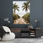 47319550-MGV-CV-36X24-Tropical Beach Wall Art Canvas Print, Framed Rustic Sand Art Picture Print, Palm Tree Perfect Coastal Decor