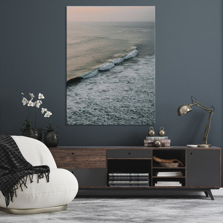 Ocean Waves Wall Art Canvas Print, Framed Coastal Serenity Art Picture Print, Relaxing Ocean Perfect Modern Coastal Decor Artwork