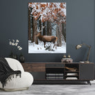 53001693-MGV-CV-24X36-Serene Landscape Wall Art Canvas Print, Framed Winter Wonderland Art Picture Print, Winter Deer Perfect Cabin Decor Artwork