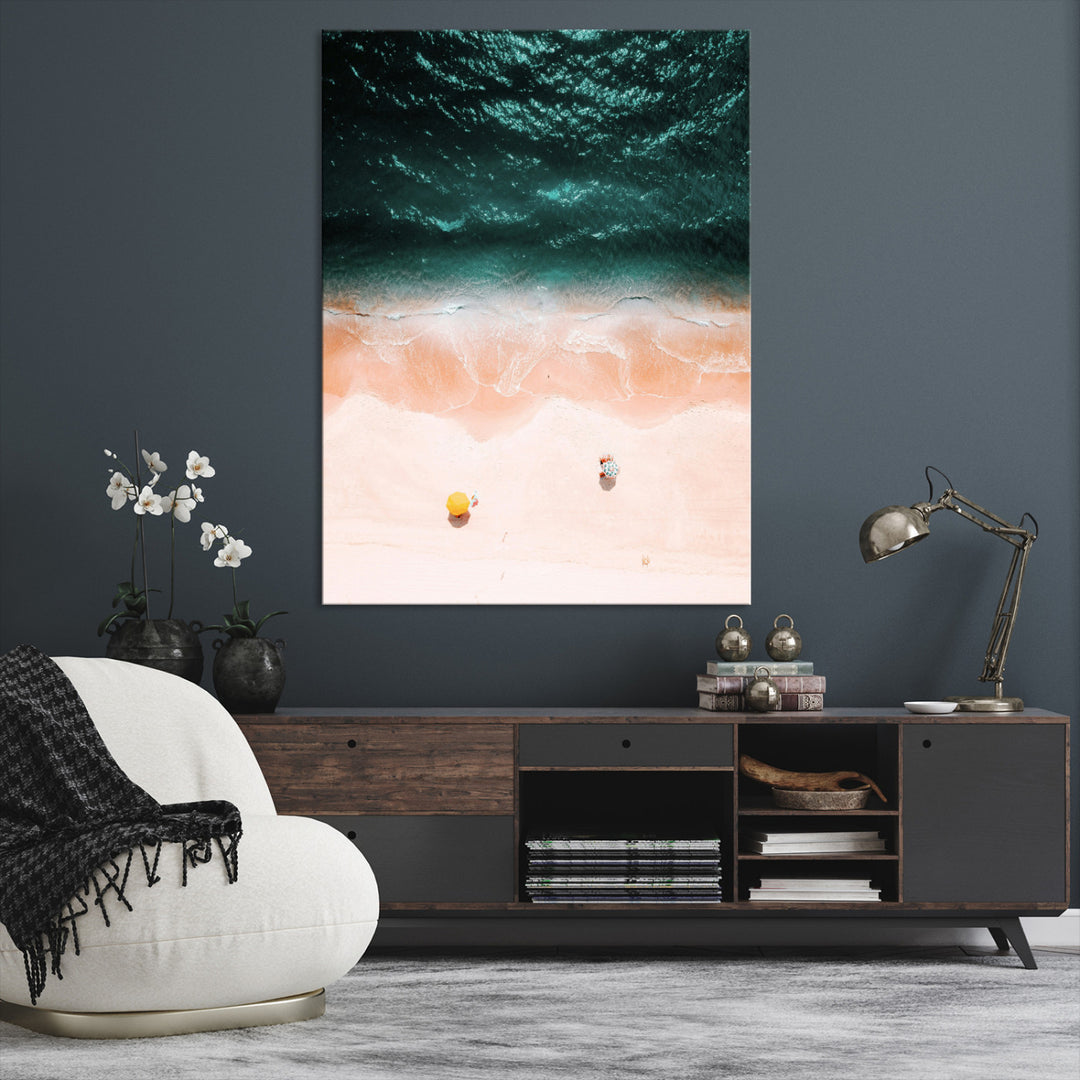 Tropical Relaxation Wall Art Canvas Print, Framed Coastal Vibes Art Picture Print, Ocean Aesthetic Coastal Minimalist Art Wall Decor Artwork