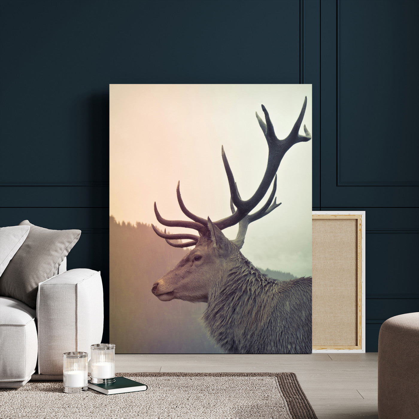 MGV-CV-24X36 - Deer Canvas Print Wall Art Canvas Print, Framed Woodland Animal Decor Art Picture Print, Rustic Lodge Wall Art Perfect Rustic Lodge Decor Artwork