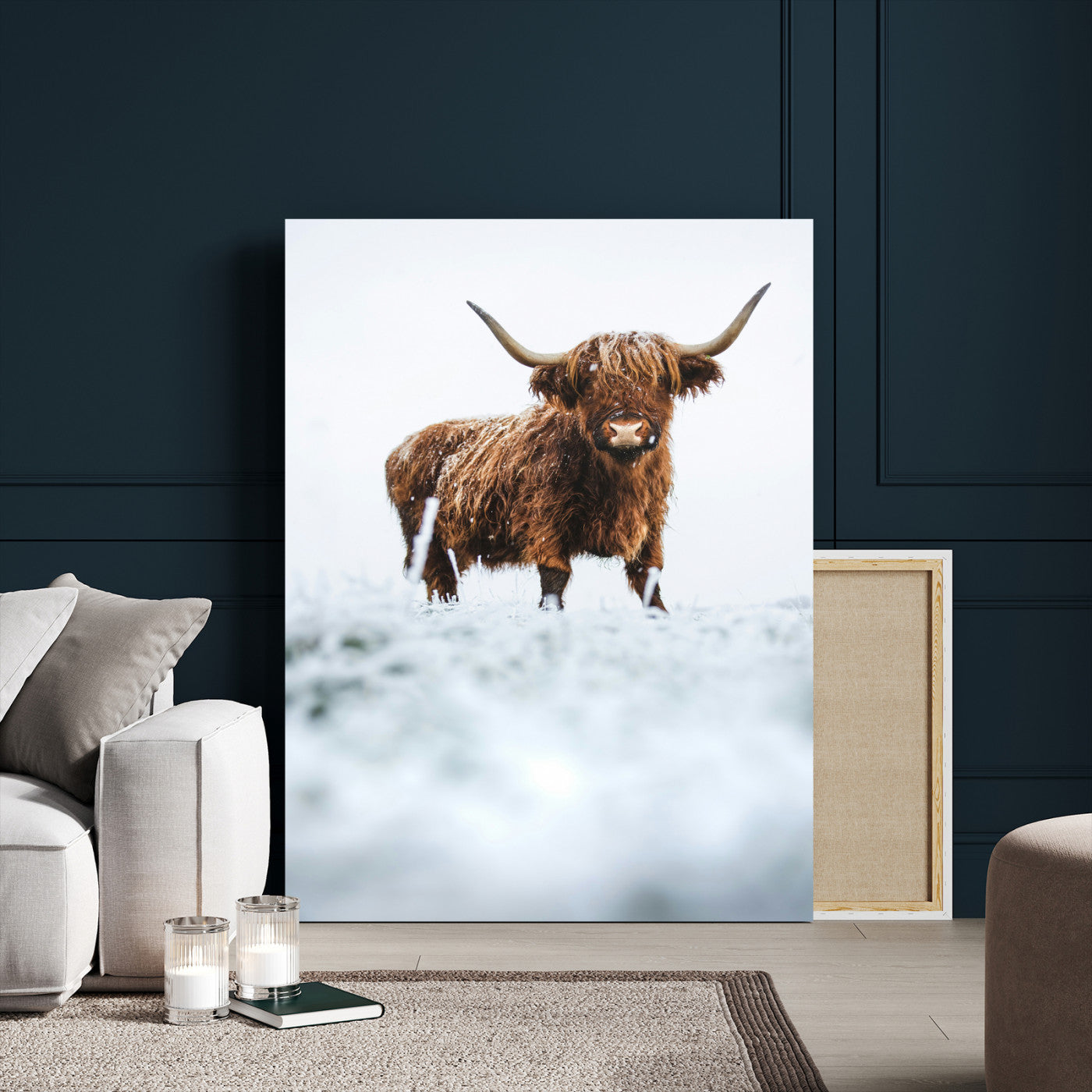 MGV-CV-24X36 - Highland Cow Wall Art Canvas Print, Framed Horned Cow Art Picture Print, Scottish Cattle Perfect Farmhouse Decor Artwork