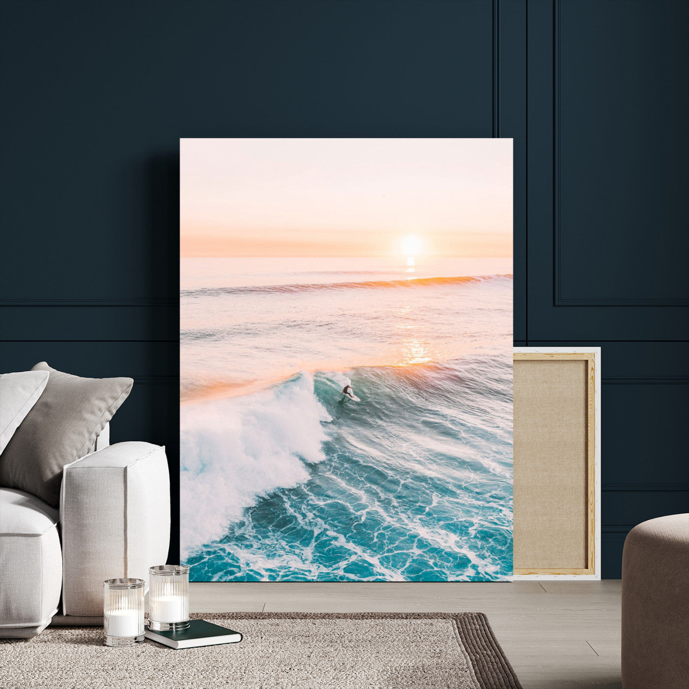 Pastel Ocean Wall Art Canvas Print for Home Decor, Framed Nautical Art Canvas Print