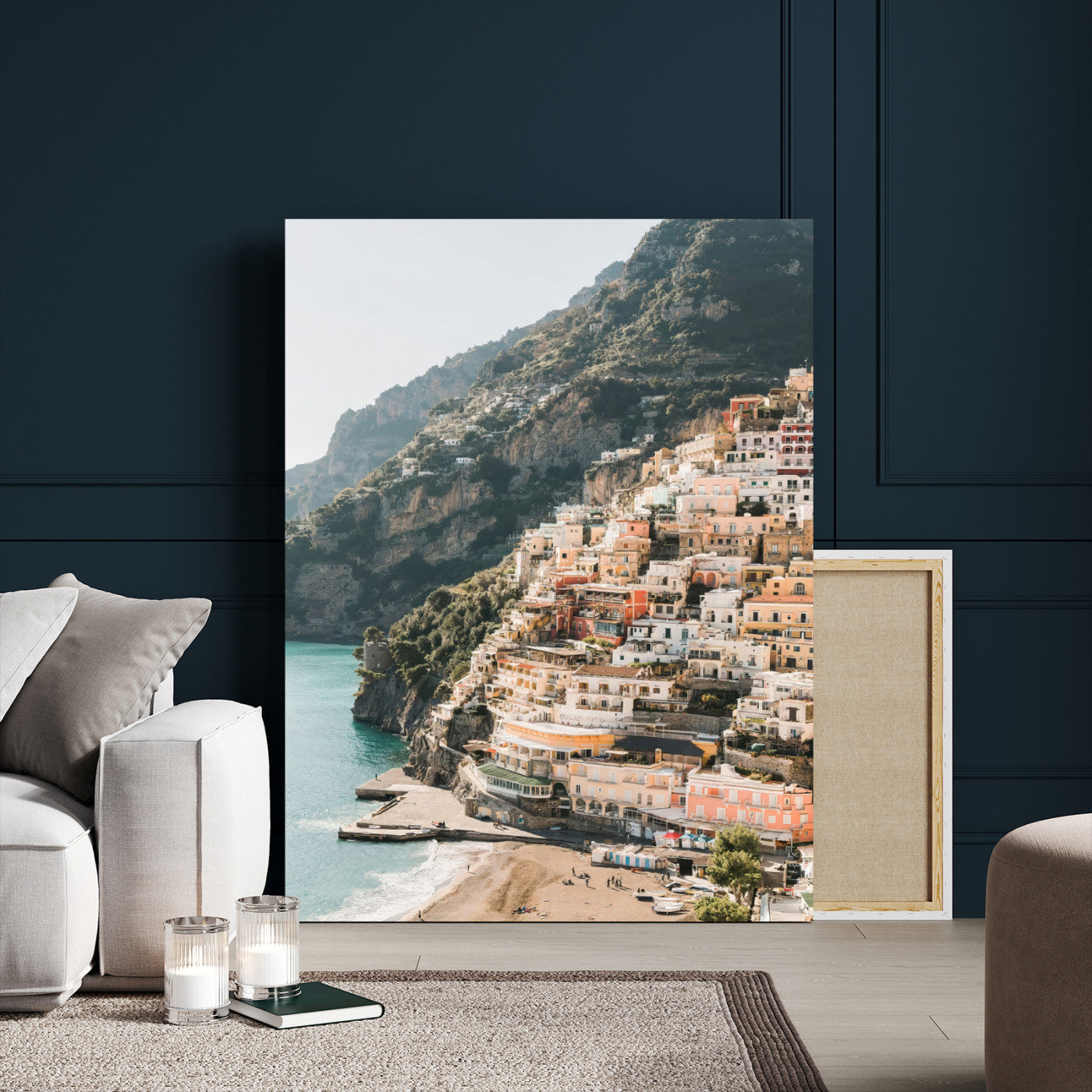 MGV-CV-24X36 - Scenic Coastal Cliffside Town Wall Art – Mediterranean Seaside View Canvas Print, Vibrant Wrapped Canvas for Living Room, Office, Home Decor