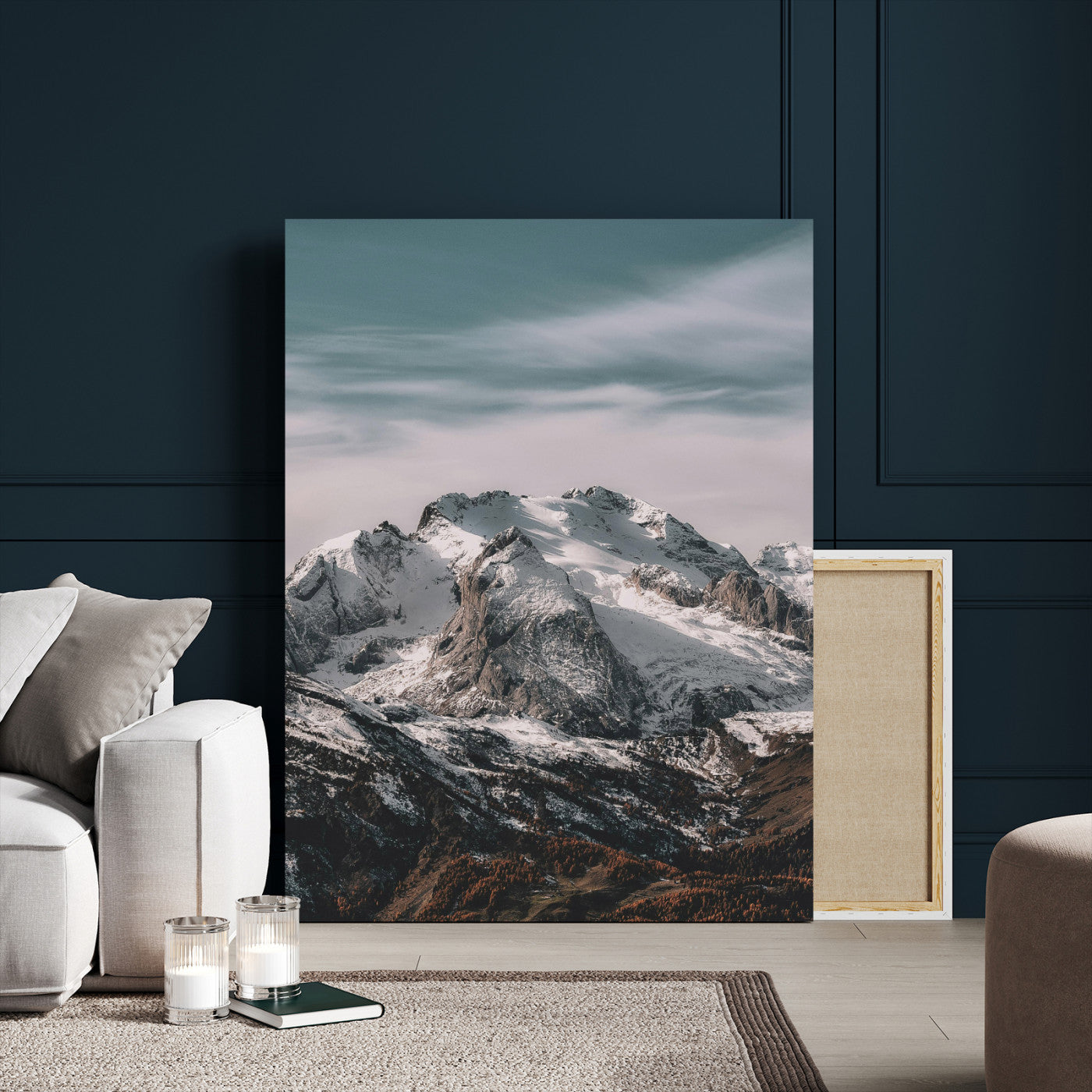 73655572-MGV-CV-24X36 - Alpine Mountain Landscape Wall Art Canvas Print, Snowy Peak Nature Wall Decor, Minimal Mountain Photography Canvas, Large Vertical Mountain Wall Art