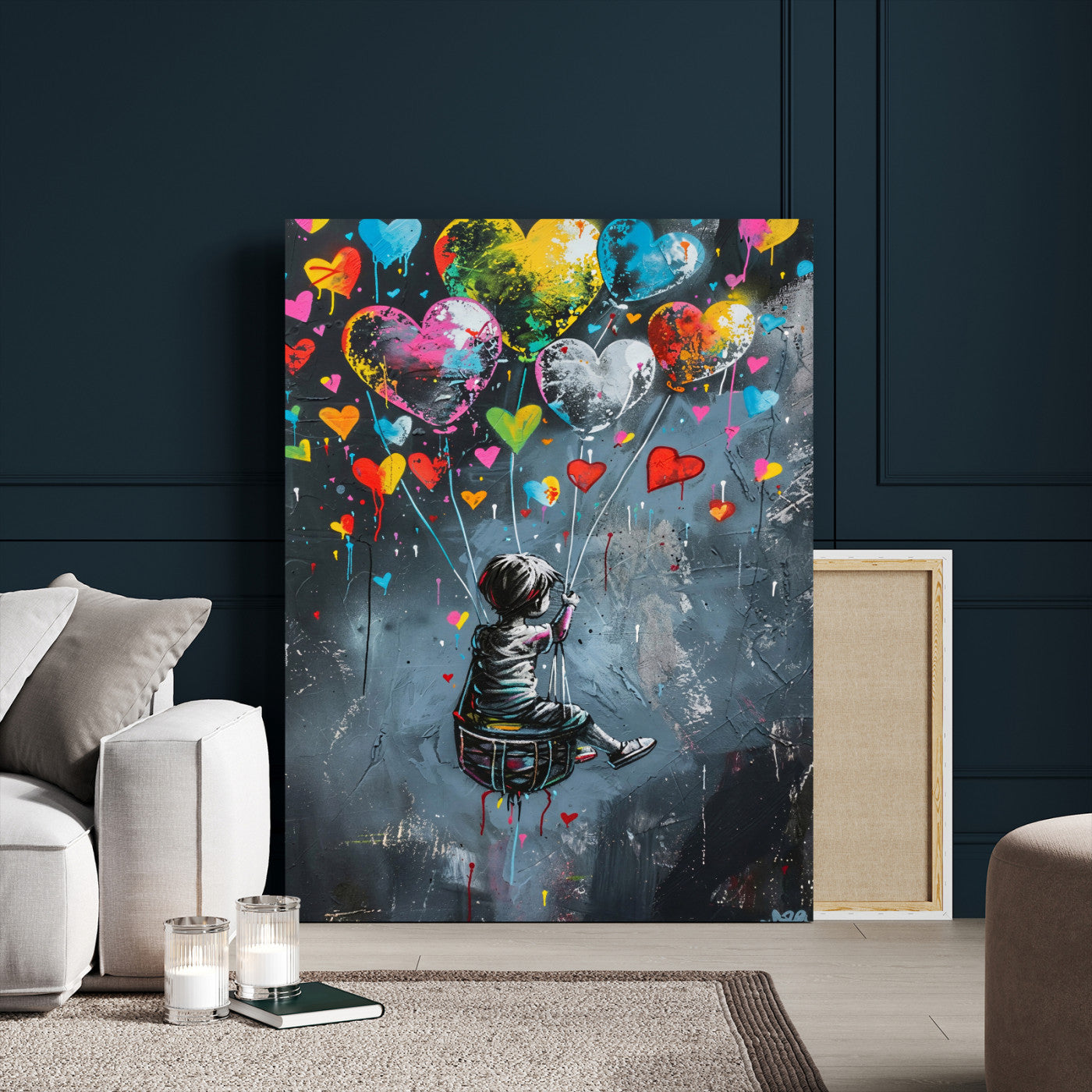 3812625445543-MGV-CV-24X36 - Banksy Balloon Canvas,Banksy Grafitti Art, Balloon Poster, Banksy Art, Wall Art Canvas Design, Ready To Hang Decoration,Wall Art