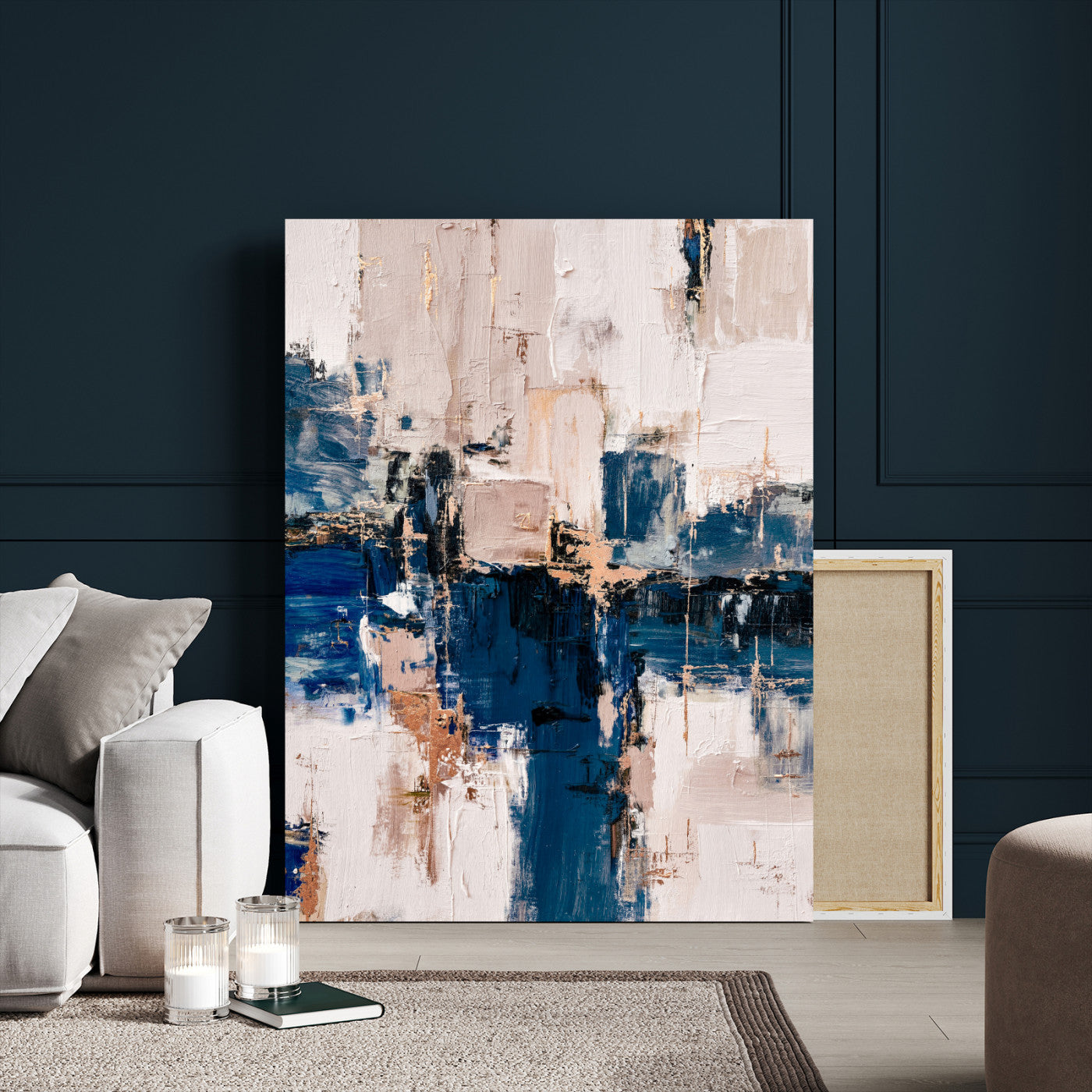 33344787-MGV-CV-24X36 - Abstract Navy Blue Wall Art Canvas Print