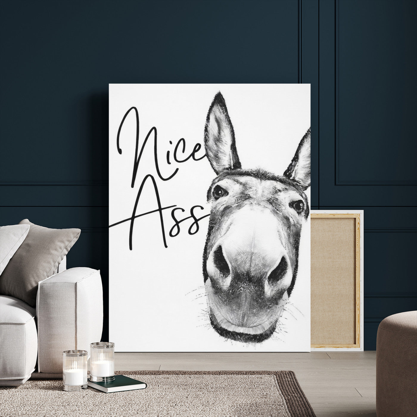 56057354-MGV-CV-24X36 - Nice Ass Funny Canvas Wall Art for Bathroom Wall Decor Cute Danke Humor Decor, Quirky Farmhouse Bathroom Art, Cow Lover Gift