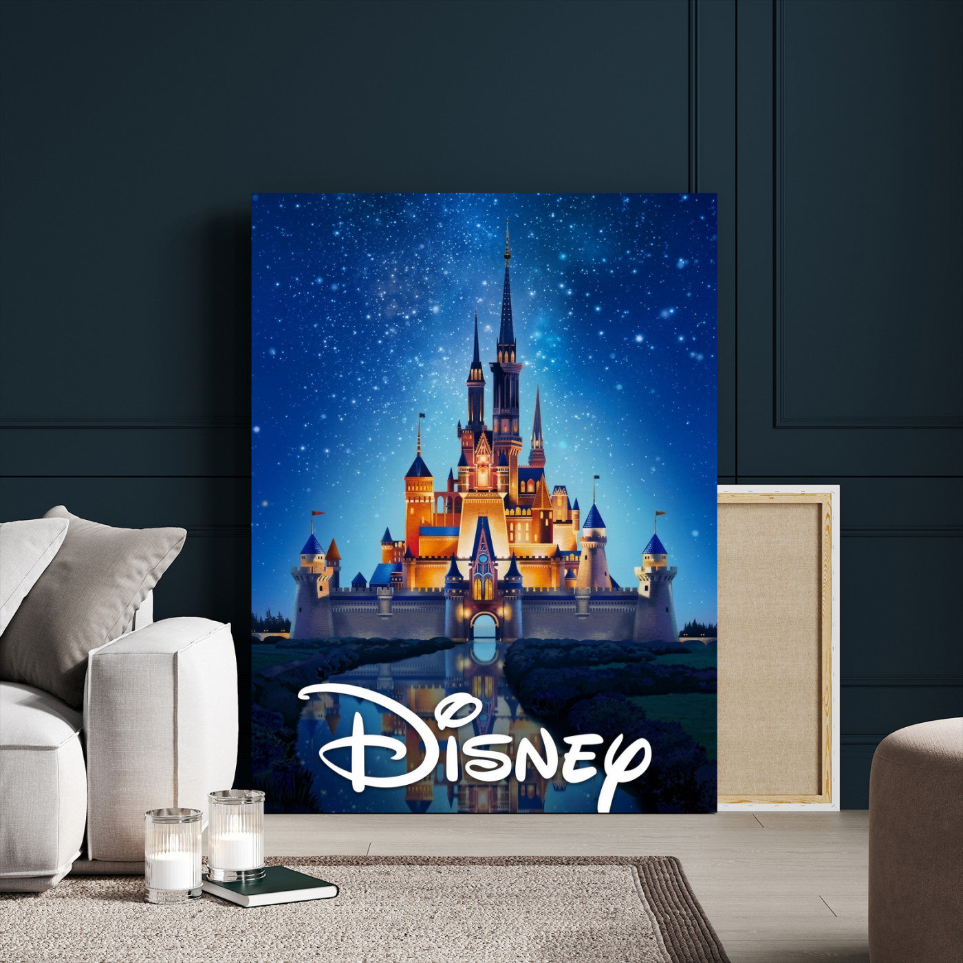 79435DS-MGV-CV-24X36 - Disney Castle Wall Art – Framed Magic Kingdom Canvas Artwork, Fairytale Design, Kids Room Fantasy Decor for Home, Office