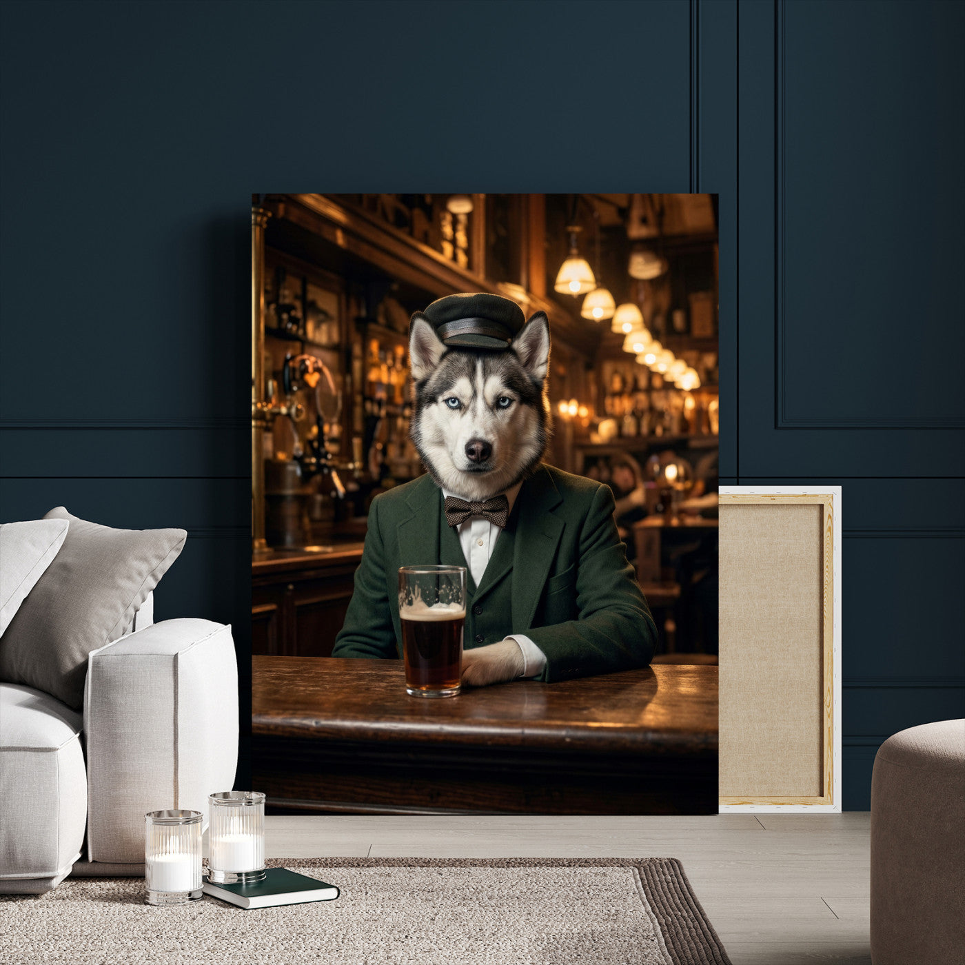 38460512H3-MGV-CV-24X36 - Custom Pet Portrait Canvas, Your Dog or Cat as a Dapper Human Character, Funny Personalized Animal Art