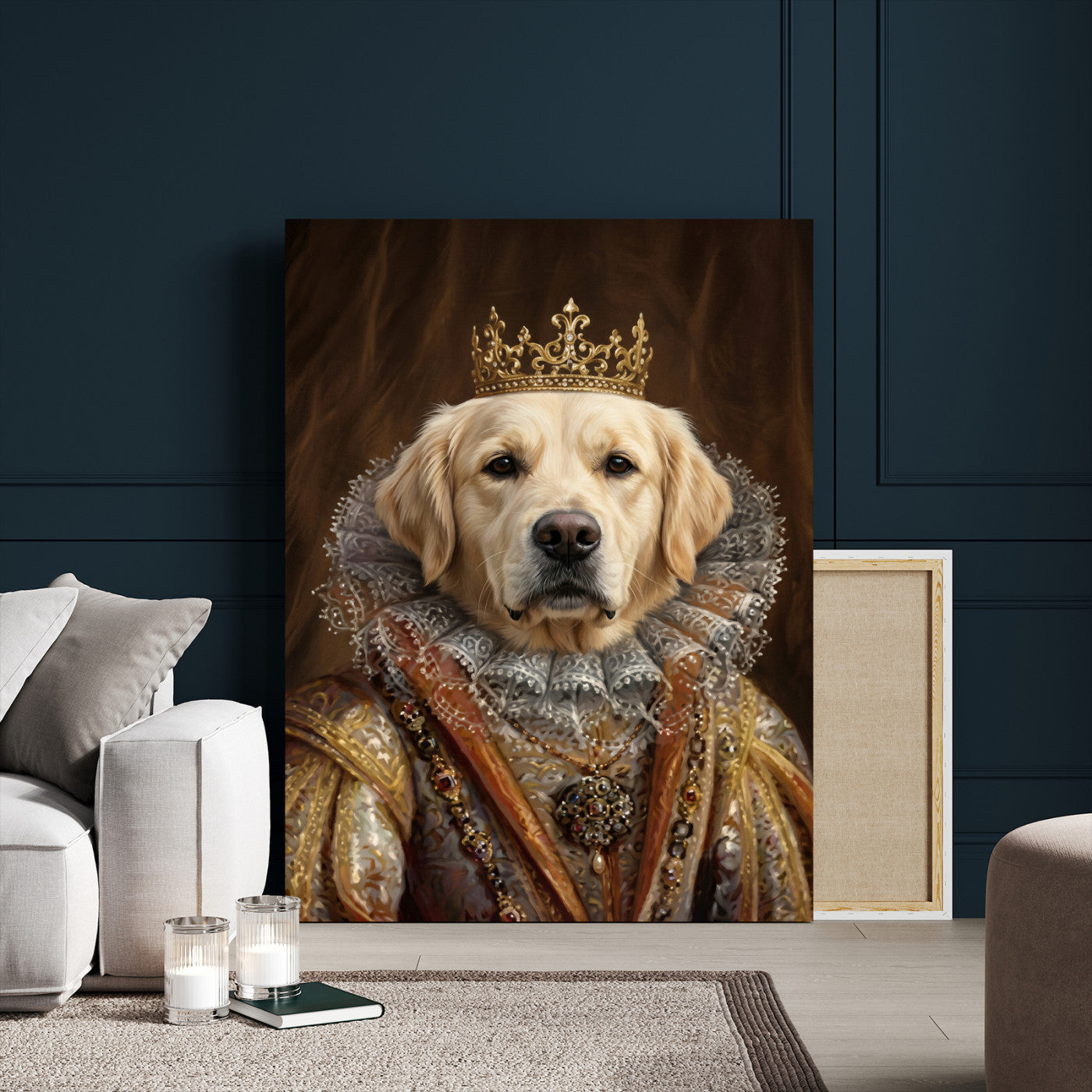 38460512L2-MGV-CV-24X36 - Custom Royal Pet Portrait Canvas, Your Dog or Cat as Queen King Aristocrat, Personalized Regal Animal Art