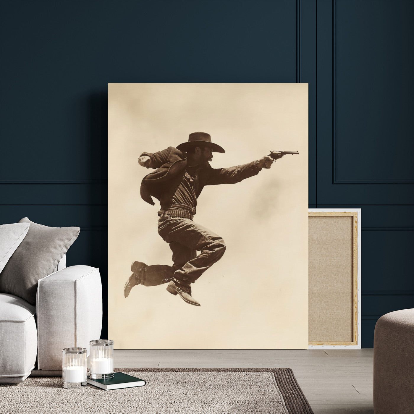 94461975G-MGV-CV-24X36 - Vintage Cowboy Wall Art Canvas Print, Western Gunfighter Decor