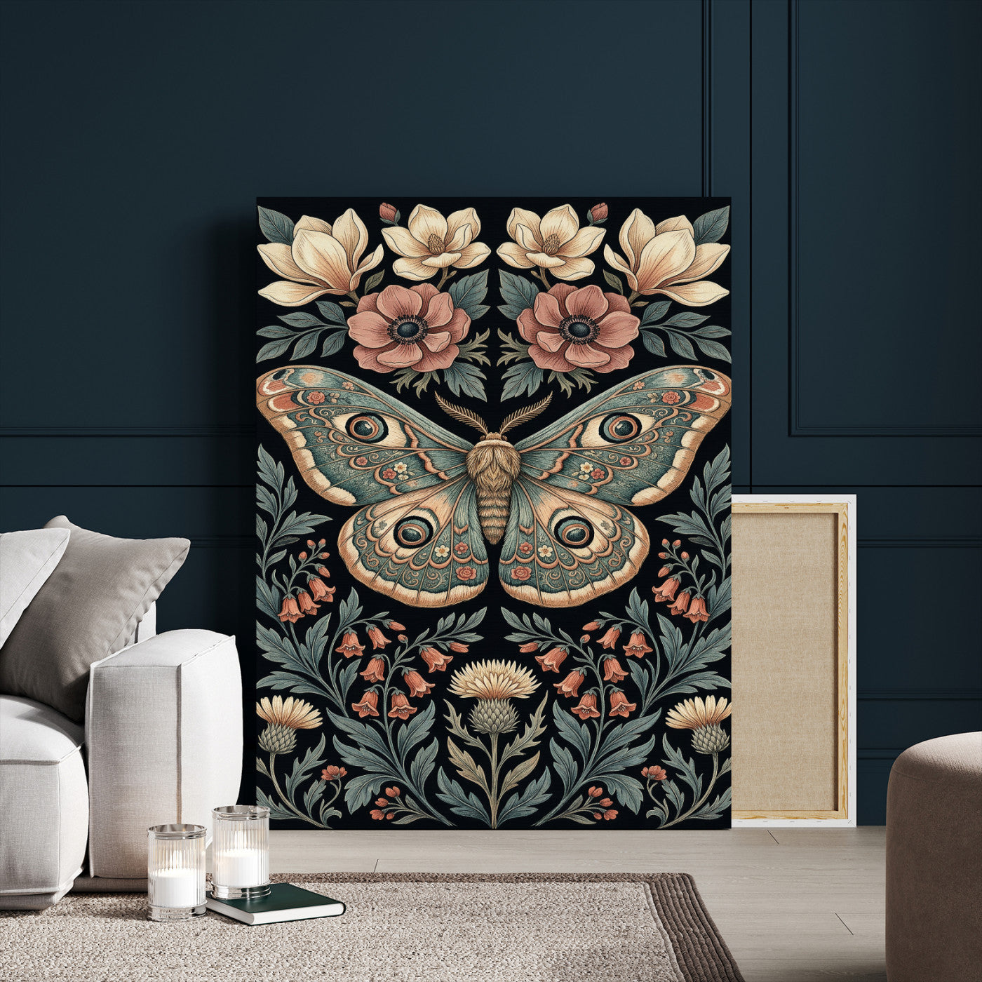 53492618-MGV-CV-24X36 - William Morris Style Prints Canvas Wall Art Lnner Framed, Vintage Bee Botanical Floral Wall Art Decor Pictures for Livingroom, Animals Pictures Decor Artwork