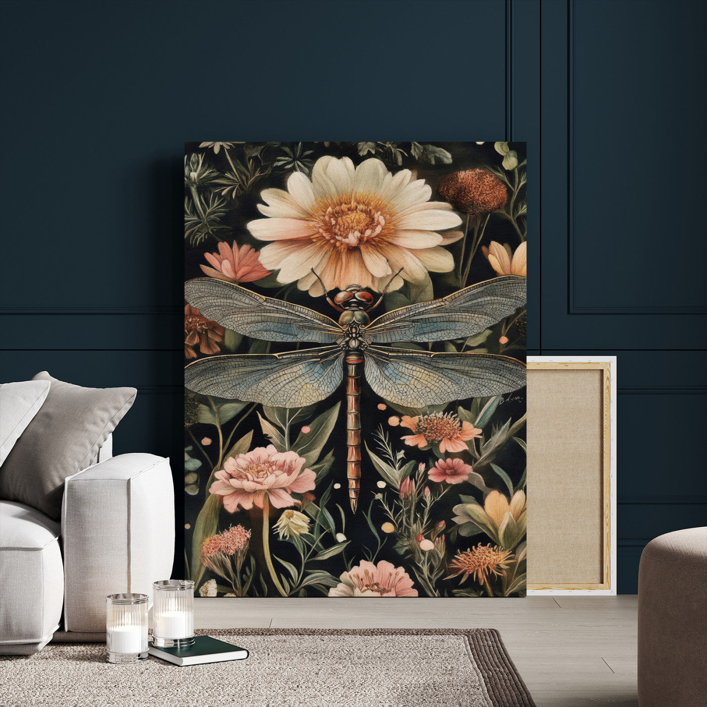 42409493-MGV-CV-24X36 - William Morris Style Prints Canvas Wall Art Lnner Framed, Vintage Bee Botanical Floral Wall Art Decor Pictures for Livingroom, Animals Pictures Decor Artwork