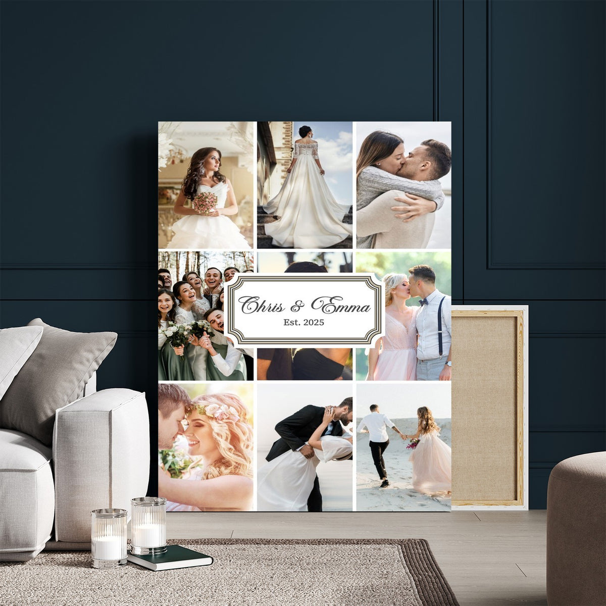 Personalized Wedding Photo Collage Canvas Print, Custom Couple Gift