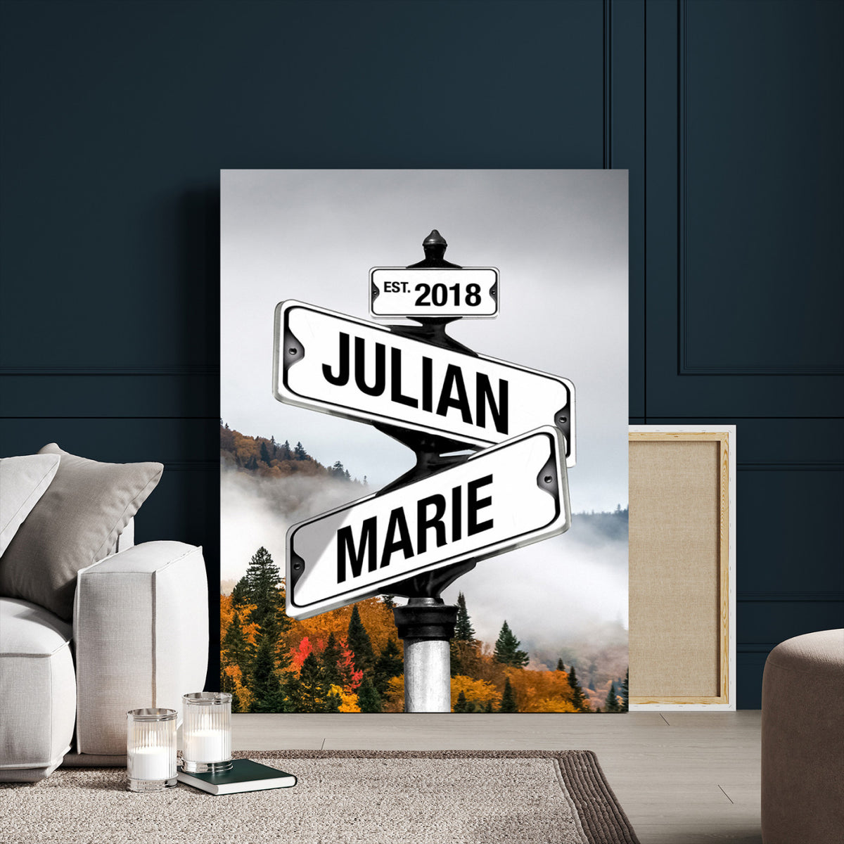 21375959-_Poster-30x20 - Personalized Street Sign Canvas Wall Art, Custom Family Names Signpost Print