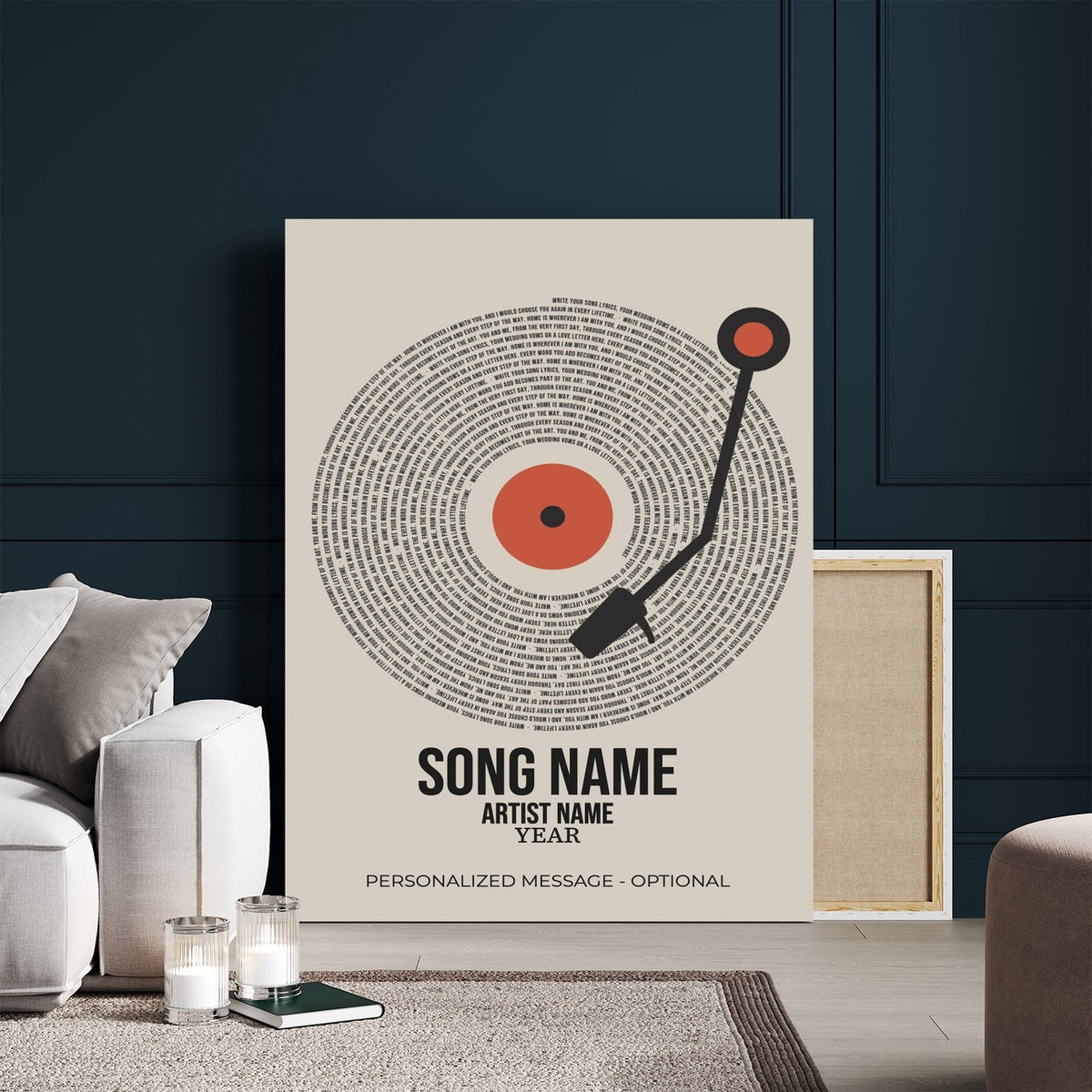 96475288Plak-_Poster-30x20 - Song Lyrics Vinyl Record Canvas Print, Personalized Music Wall Art